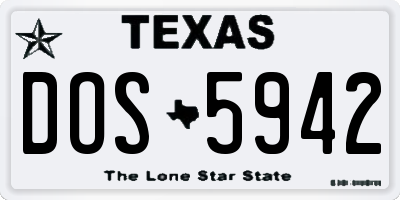 TX license plate DOS5942