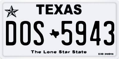 TX license plate DOS5943