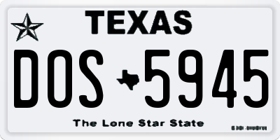 TX license plate DOS5945