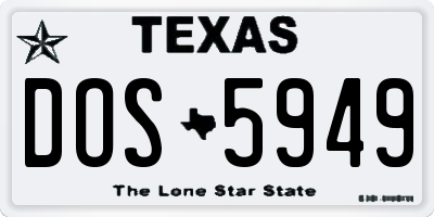 TX license plate DOS5949