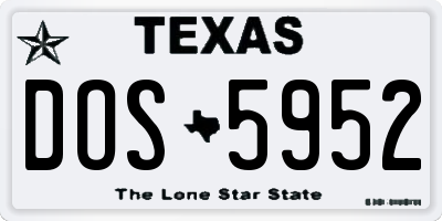 TX license plate DOS5952