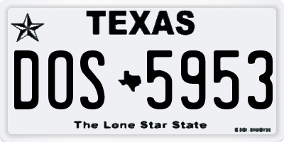 TX license plate DOS5953