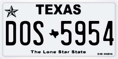 TX license plate DOS5954