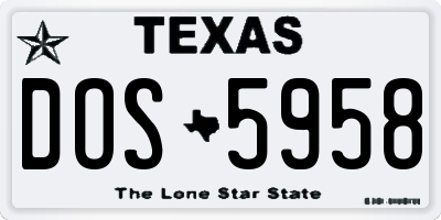 TX license plate DOS5958