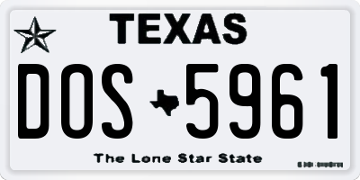 TX license plate DOS5961