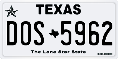 TX license plate DOS5962