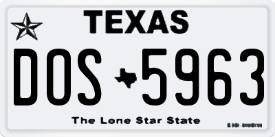 TX license plate DOS5963