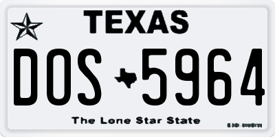 TX license plate DOS5964