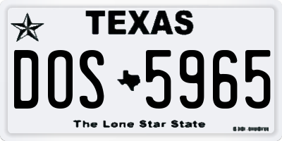 TX license plate DOS5965