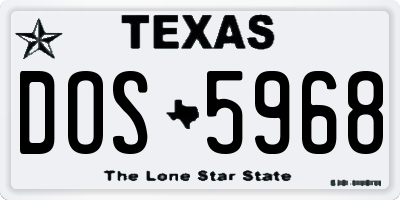 TX license plate DOS5968