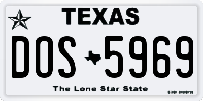TX license plate DOS5969