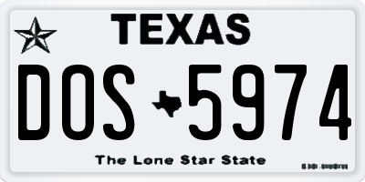 TX license plate DOS5974