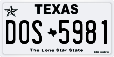 TX license plate DOS5981