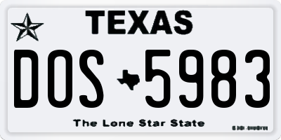 TX license plate DOS5983