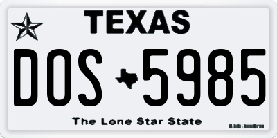 TX license plate DOS5985
