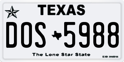 TX license plate DOS5988