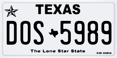 TX license plate DOS5989