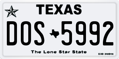 TX license plate DOS5992