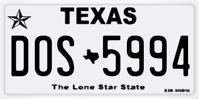 TX license plate DOS5994