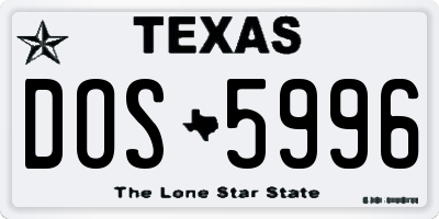 TX license plate DOS5996