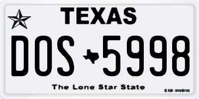 TX license plate DOS5998