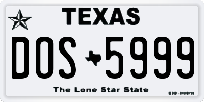 TX license plate DOS5999