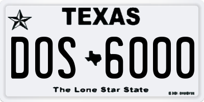 TX license plate DOS6000