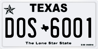 TX license plate DOS6001