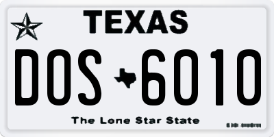 TX license plate DOS6010