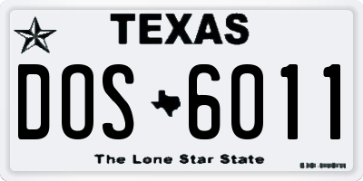 TX license plate DOS6011