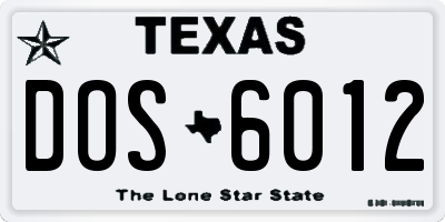 TX license plate DOS6012