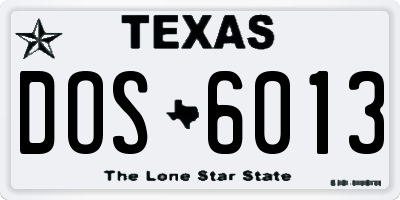 TX license plate DOS6013
