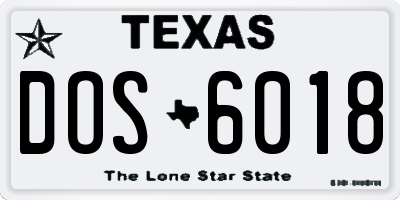 TX license plate DOS6018