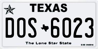 TX license plate DOS6023