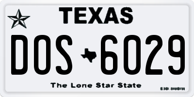 TX license plate DOS6029