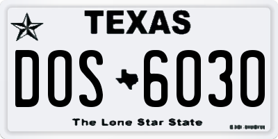 TX license plate DOS6030