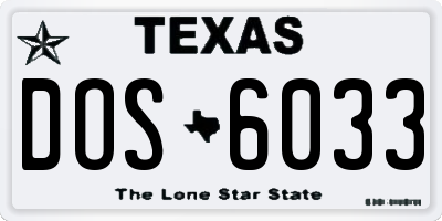 TX license plate DOS6033