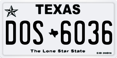 TX license plate DOS6036