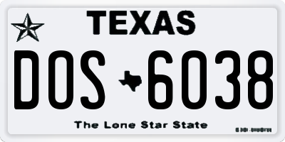 TX license plate DOS6038