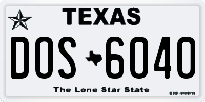 TX license plate DOS6040