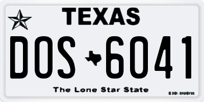 TX license plate DOS6041