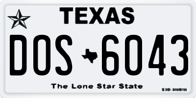 TX license plate DOS6043