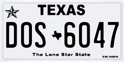 TX license plate DOS6047