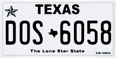TX license plate DOS6058