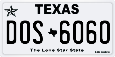TX license plate DOS6060