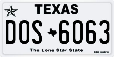 TX license plate DOS6063