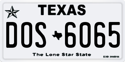 TX license plate DOS6065