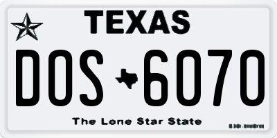 TX license plate DOS6070