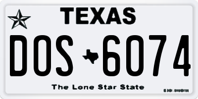 TX license plate DOS6074