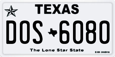 TX license plate DOS6080